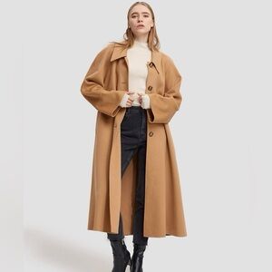 Theory Kaiter Wool & Cashmere Coat in Buckwheat / Dark Elm Size Large